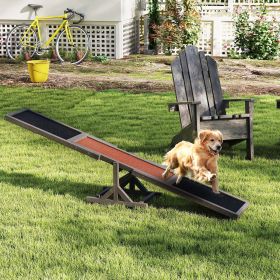 Wooden Dog Agility Seesaw Dog Outdoor Run Game Toy for Obstacle Courses (Color: Gray)